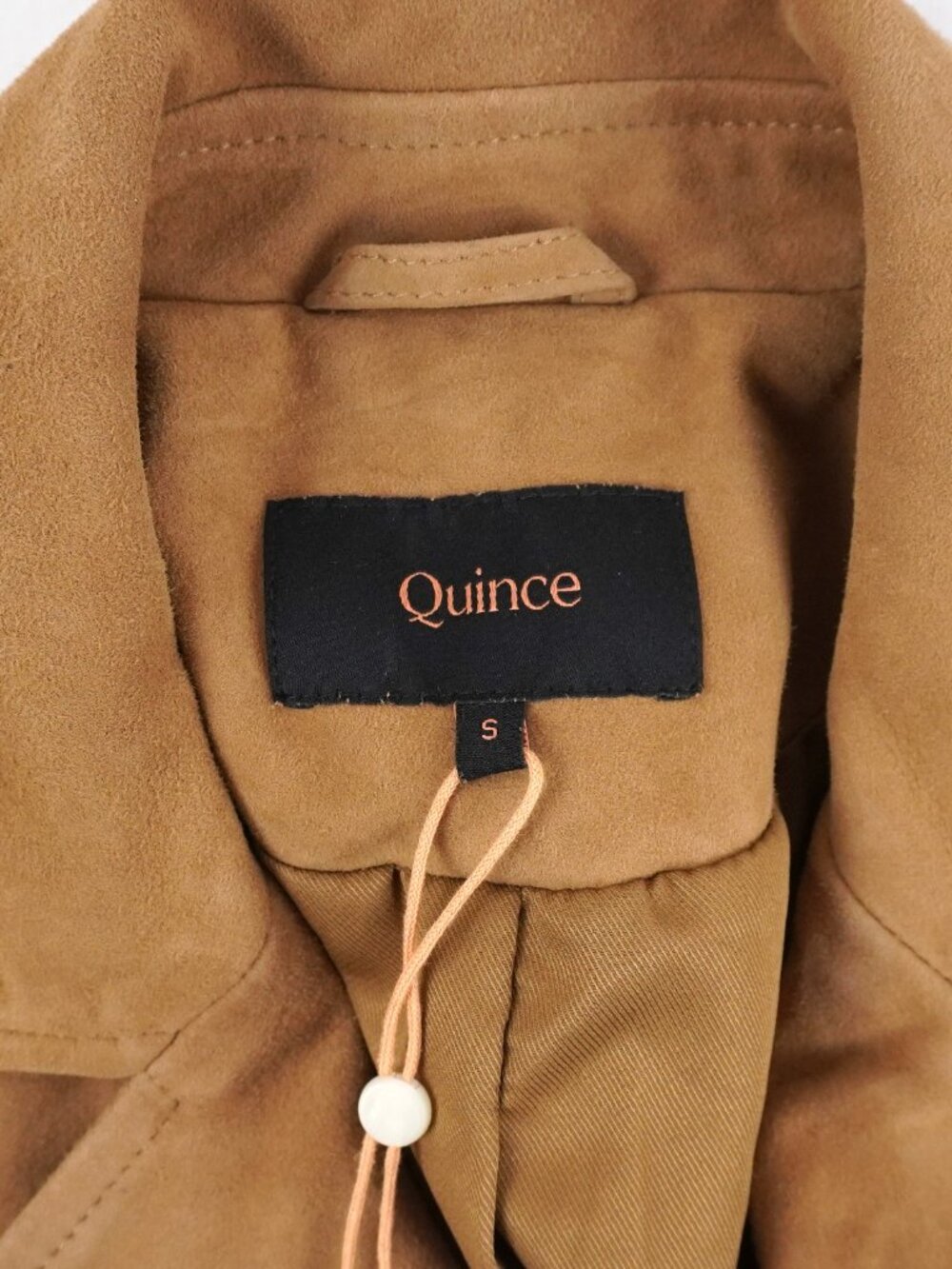Quince Suede Full-Zip Biker Jacket In Pecan Brown - Women's Size Small - NWT - Picture 5 of 8
